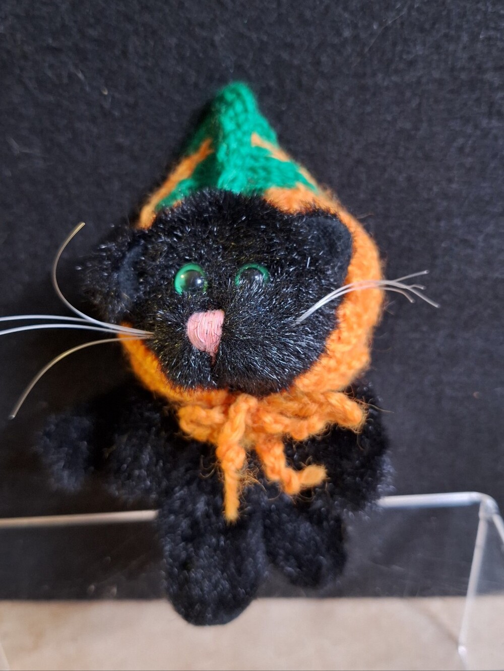 The Boyds Collection 5" Plush Black Halloween Jointed Cat Pumpkin Wool Knit Hat